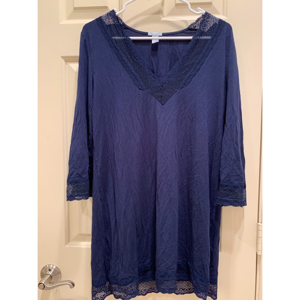 Blue v neck dress from Eberjey